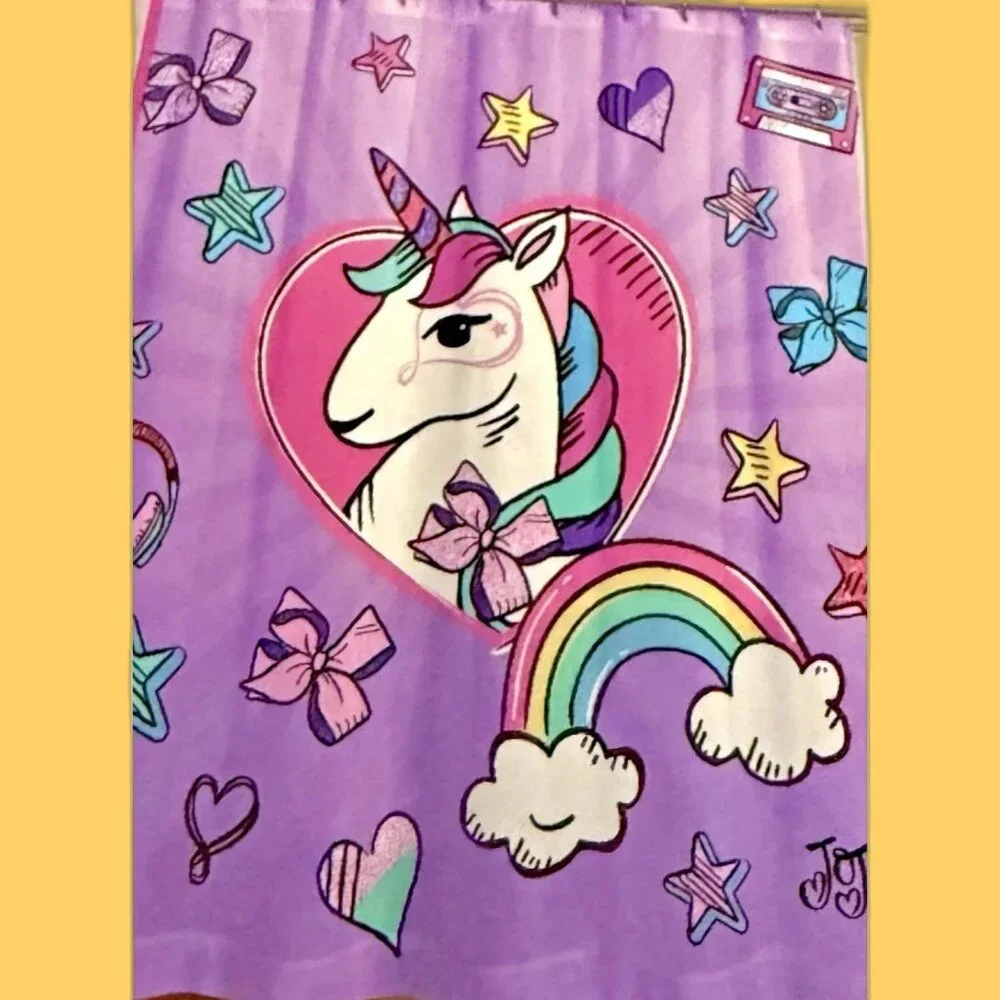 Unicorn Rainbow Fabric Shower Curtain 13 Piece Set With Hooks 72 X 72 Inches NEW